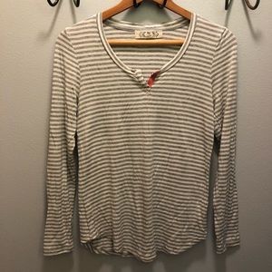 Gray and white striped shirt